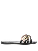 Moschino logo-plaque leather sandals - Noir