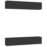 vidaXL Tv-meubelen 4 st 80x30x30 cm spaanplaat zwart - thumbnail