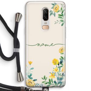 Gele bloemen: OnePlus 6 Transparant Hoesje met koord
