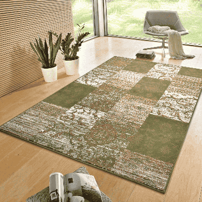 Vloerkleed Bloques - Groen Crème 170x120cm - Polypropyleen - Dekbed-Discounter.nl Vloerkleed Bloques - Groen Crème 170x120cm - Polypropyleen - Dekbed-Discounter.nl