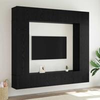 Tv-meubelset 8 pcs Zwart eiken 100 x 30 x 30 cm Bewerkt hout