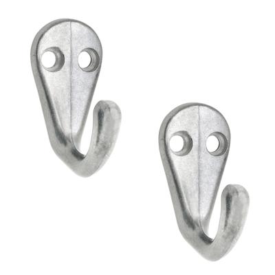 SIRO Kapstokhaak - 2x - zilverkleurig - aluminium - 3,3 x 4,1 cm - haakje SIRO Kapstokhaak - 2x - zilverkleurig - aluminium - 3,3 x 4,1 cm - haakje