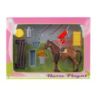 Kids Globe speelset met paard en accessoires, 13cm