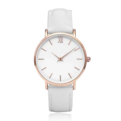 LGT JWLS Dameshorloge met Echt Leren Band - Metalen Behuizing in Roségoud, Kleur Band: Wit