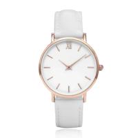 LGT JWLS Dameshorloge met Echt Leren Band - Metalen Behuizing in Roségoud, Kleur Band: Wit