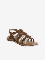 Leren sandalen met gespen voor meisjes karamel