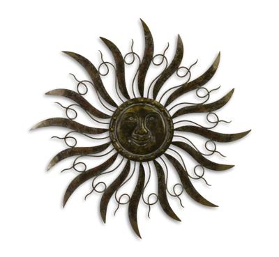 A METAL SUN WALL DECOR, SMALL