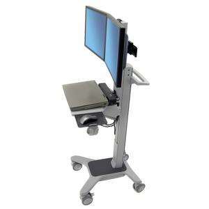 Ergotron Neo-Flex® Dual WideView WorkSpace PC/monitor-trolley 2-voudig 25,4 cm (10) - 55,9 cm (22) Grijs Toetsenbordhouder, Roteerbaar