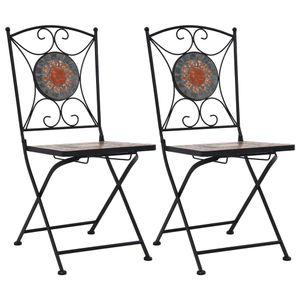 Bistrostoelen mozaek 2 st oranje en grijs