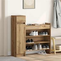 Schoenenkast artisanaal eikenkleurig 100.5 x 28 x 100 cm