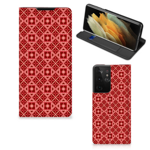 Samsung Galaxy S21 Ultra Hoesje met Magneet Batik Rood