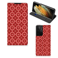 Samsung Galaxy S21 Ultra Hoesje met Magneet Batik Rood - thumbnail