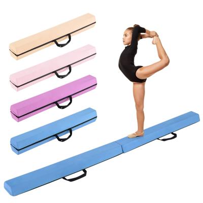 210 cm Opvouwbare Evenwichtsbalk Schuimrubberen Gymnastiekbalk met Antislip Basis voor Kinderen Draagbaar Turntoestel-Blauw