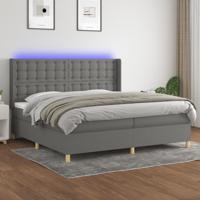 Boxspring met matras en LED stof donkergrijs 200x200 cm