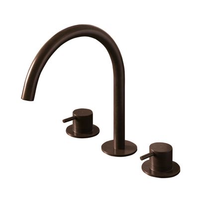 Wastafelmengkraan Hotbath Cobber 3 gats 2-hendel Gebogen 26.1 cm Verouderd Messing Living Colours