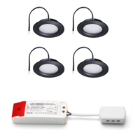 Set LED-inbouwspot Modena zwart 3W dimbaar 3-6 stuks