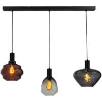 Masterlight 3-lichts hanglamp - zwart -Porto met verschillende glazen - 2711-05-05-100-3-184