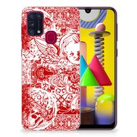 Silicone Back Case Samsung Galaxy M31 Angel Skull Rood - thumbnail