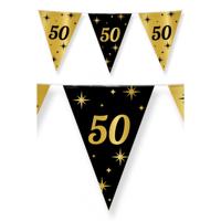 50 jaar Leeftijd verjaardag vlaggetjes - zwart/goud - 10 meter - versiering - feestartikelen 50 jaar Leeftijd verjaardag vlaggetjes - zwart/goud - 10 meter - versiering - feestartikelen