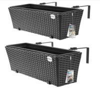 Polyrotan Balkonbak Set van 2 kleur Zwart
