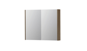 INK SPK2 spiegelkast met 2 dubbelzijdige spiegeldeuren, 2 verstelbare glazen planchetten, stopcontact en schakelaar 90 x 14 x 73 cm, zuiver eiken