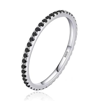 Elenza Sterling .925 Zilveren Eternity Ring met Zwarte Zirkonia-19mm