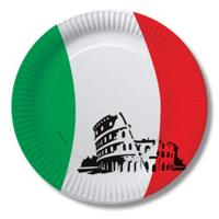 Italiaanse vlag thema feest bordjes - 10x stuks - Dia 23 cm - Italie feestartikelen/versiering