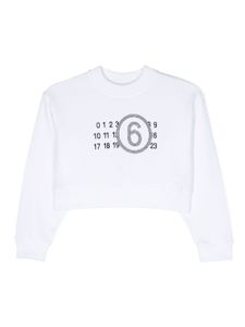 MM6 Maison Margiela Kids logo-print rhinestone-embellished sweatshirt - Blanc