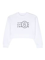 MM6 Maison Margiela Kids logo-print rhinestone-embellished sweatshirt - Blanc