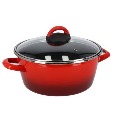 Magefesa Pan - met glazen deksel - rood - 24 cm - 8 liter - RVS - kookpan - soeppan - pannen Cuenca