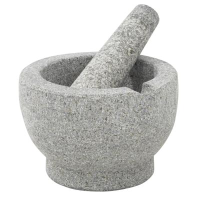 HI Vijzel met stamper - grijs - keramiek - D15 cm - keuken artikelen - fijnhakken van kruiden