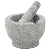HI Vijzel met stamper - grijs - keramiek - D15 cm - keuken artikelen - fijnhakken van kruiden
