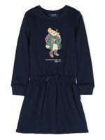 POLO RALPH LAUREN KIDS robe en jersey à motif Teddy Bear - Bleu