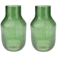 Set van 2x Excellent Houseware glazen vaas / bloemen vazen - groen - 12 x 23 cm - Vazen