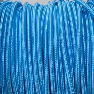 Strijkijzersnoer Hemel blauw rond stoffen snoer per meter