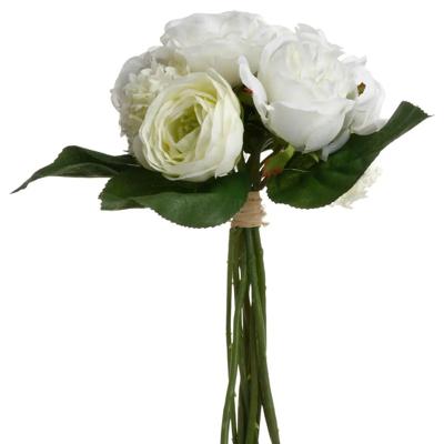 Atmosphera boeket Rozen kunstbloemen - wit - 30 cm - Bruidsboeketten - witte rozen bloemen