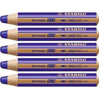Kleurpotloden Stabilo Woody Marineblauw 3 in 1 (5 Stuks)