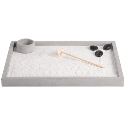 Japanse zen tuin voor thuis/kantoor - grijs - 30 x 22 cm - minituin