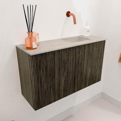 Toiletmeubel Mondiaz Joya Dlux | 70 cm | Meubelkleur Shadow | Faye wastafel Opalo Wasbak Rechts | Zonder kraangat(en)