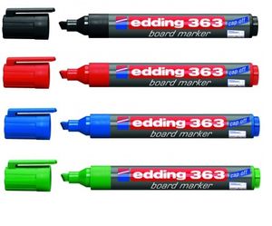 Edding 653 permanente marker Beitelvormige/fijne punt Zwart, Blauw, Groen, Rood 4 stuk(s)