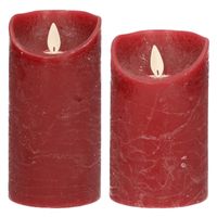 Set van 2x stuks Bordeaux rood Led kaarsen met bewegende vlam - thumbnail