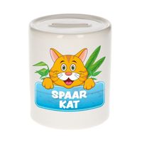 Kinder spaarpot met rode katten print 9 cm