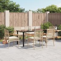 7-delige Tuinset met kussens poly rattan beige