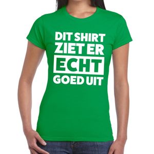 Dit shirt ziet er echt goed uit tekst t-shirt groen dames