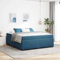 Bedframe met matras met matras Donkerblauw 180 x 200 cm Fluweel