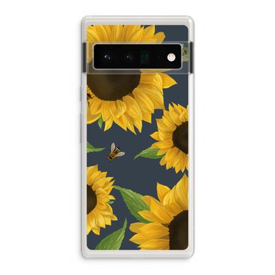 Sunflower and bees: Google Pixel 6 Pro Transparant Hoesje