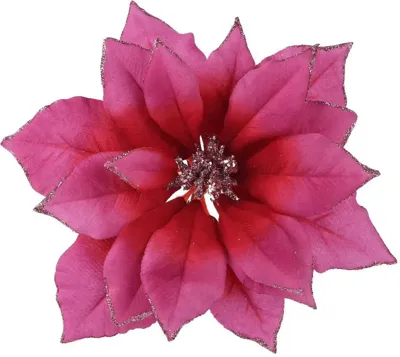 Everlands kunstbloem poinsettia 24cm roze