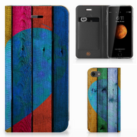 iPhone 7 | 8 | SE (2020) | SE (2022) Book Wallet Case Wood Heart - Cadeau voor je Vriend