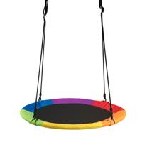 φ100cm Vliegende Nestschommeling Reuze Ronde Schommeling met Staal Frame & Regelbare Touw Gebruik Binnen/Buiten Veelkleurig