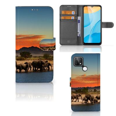 OPPO A15 | Telefoonhoesje | Met pasjeshouder | Olifanten